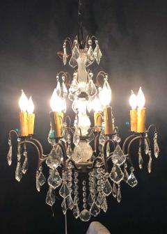 Copper Designed Metal and Crystal Chandelier with Centre Cut Glass Column - 1285434