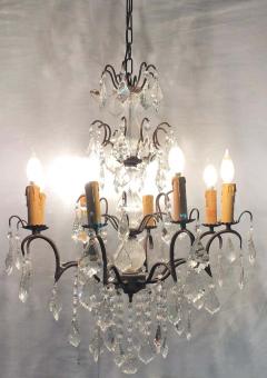 Copper Designed Metal and Crystal Chandelier with Centre Cut Glass Column - 1285439