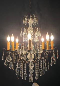 Copper Designed Metal and Crystal Chandelier with Centre Cut Glass Column - 2978558