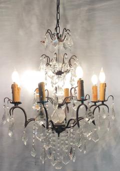 Copper Designed Metal and Crystal Chandelier with Centre Cut Glass Column - 2978559