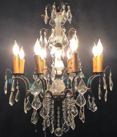 Copper Designed Metal and Crystal Chandelier with Centre Cut Glass Column - 2978560