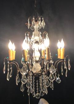 Copper Designed Metal and Crystal Chandelier with Centre Cut Glass Column - 2978562