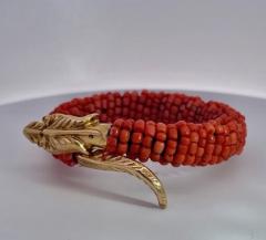 Coral Beaded Snake Bracelet 9K - 3719715