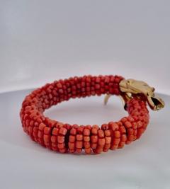 Coral Beaded Snake Bracelet 9K - 3719716