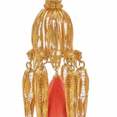 Coral Cannetille Pendant Earrings - 3411885