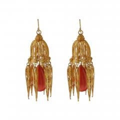 Coral Cannetille Pendant Earrings - 3412648