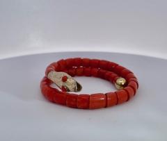 Coral Snake Bracelet Single Row Beads 9K Yellow Gold - 3719739