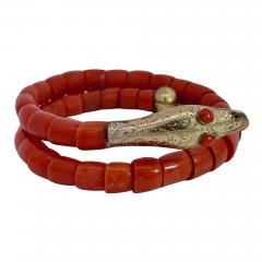 Coral Snake Bracelet Single Row Beads 9K Yellow Gold - 3720793