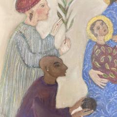 Corinne Tichadou LA NATIVIT AUX ROIS MAGES Nativity and wise men Oil painting - 3365050
