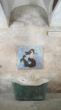Corinne Tichadou MERMAID WITH THE HARP Oil painting on canvas - 4193237