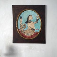 Corinne Tichadou OVAL MERMAID Oil painting with vintage patinated frame - 4192570