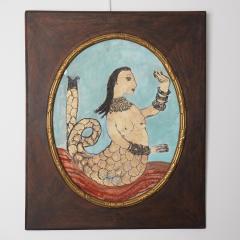 Corinne Tichadou OVAL MERMAID Oil painting with vintage patinated frame - 4192596