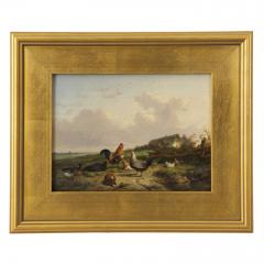 Cornelis Van Leemputten Chickens w Duck Rooster Landscape Painting by Cornelis van Leemputten - 864541