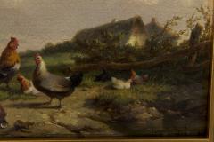 Cornelis Van Leemputten Chickens w Duck Rooster Landscape Painting by Cornelis van Leemputten - 864546