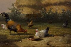 Cornelis Van Leemputten Poultry in the Yard Oil Landscape Painting by Cornelis van Leemputten - 864456