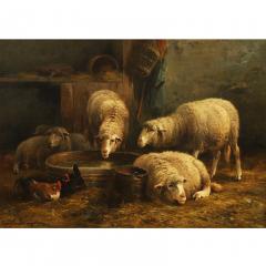 Cornelis Van Leemputten SHEEP IN A BARN WITH CHICKENS - 2481962