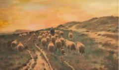 Cornelis Westerbeek Antique Watercolor Painting of Sheep by Cornelis Westerbeek 1873 1903  - 3992498