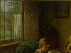 Cornelis Wouter Bouter Happy Days Oil Painting on Canvas of Mother w Children by Cornelius Wouter B  - 993132