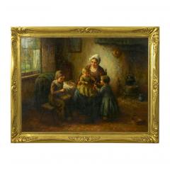 Cornelis Wouter Bouter Happy Days Oil Painting on Canvas of Mother w Children by Cornelius Wouter B  - 993135