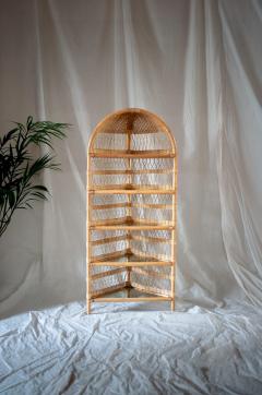 Corner Bookcase in Bamboo and Rattan 1970s - 4662729