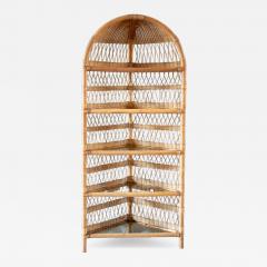 Corner Bookcase in Bamboo and Rattan 1970s - 4680433