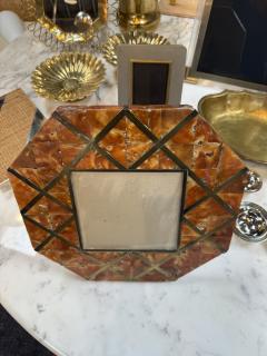 Cornici Amber Shell and Brass Geometric Picture Frame - 4711459