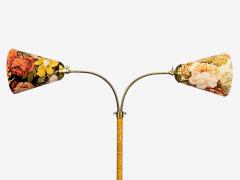 Corona Belysning Floor Lamp Wood Brass Fabric Sweden 1940s - 4453725