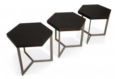 Costantini Design Nicoli Modern Hexangonal Side Table in Steel and Rosewood Customizable - 406123