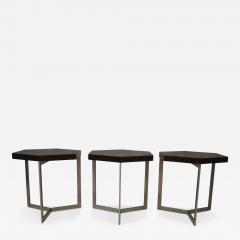 Costantini Design Nicoli Modern Hexangonal Side Table in Steel and Rosewood Customizable - 407027