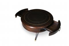 Costantini Design Oriana Table Gold Embossed Leather and Rosewood Table Customizable - 406139