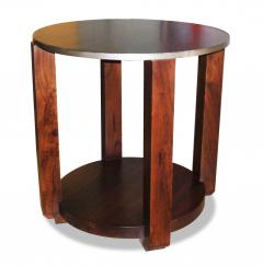 Costantini Design Ottavia Contemporary Round Solid Wood Occasional Table in with Steel Details - 406093