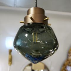 Cosulich Interiors Italian Modern Smoked Aqua Blown Glass Drop Bronze Pendant - 2173183