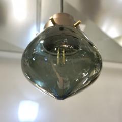 Cosulich Interiors Italian Modern Smoked Aqua Blown Glass Drop Bronze Pendant - 2173194