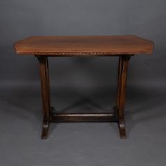 Cotswold style oak refectory dining or library table with carved chevron details - 4192939
