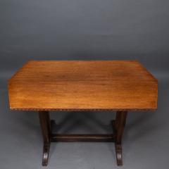 Cotswold style oak refectory dining or library table with carved chevron details - 4192943