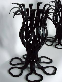 Cottagei Style Pair of Woven Wrought Iron Pineapple End Tables circa 1970 - 574512