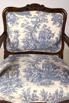 Country French open armchair Walnut Chinoiserie Palace Fabric France 1870 s - 2739445