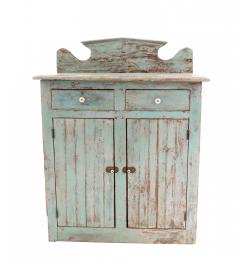 Country Rustic Blue Cabinet with Backrail - 4652908