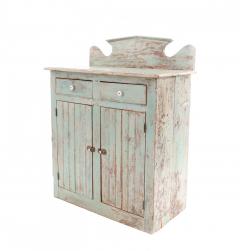 Country Rustic Blue Cabinet with Backrail - 4700881