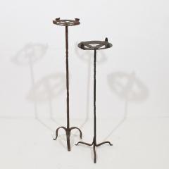 Couple 16th 17th Century Spanish Hand Forged Iron Candleholders - 4114315