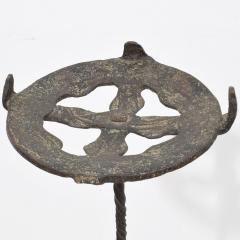 Couple 16th 17th Century Spanish Hand Forged Iron Candleholders - 4114511