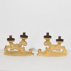 Couple of 18th Century Italian Baroque Carved Wooden And Silvered Candleholders - 4114465