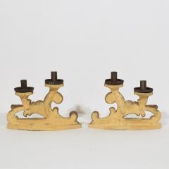 Couple of 18th Century Italian Baroque Carved Wooden And Silvered Candleholders - 4114482