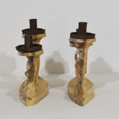 Couple of 18th Century Italian Baroque Carved Wooden And Silvered Candleholders - 4114484
