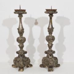 Couple of 18th Century Italian Baroque Carved Wooden Candlesticks Circa 1750 - 4518480