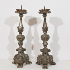Couple of 18th Century Italian Baroque Carved Wooden Candlesticks Circa 1750 - 4518488