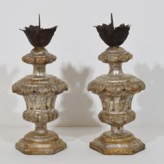 Couple of 18th Century Italian Neoclassical Silvered Wooden Candlesticks - 4518515
