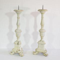 Couple of 19th Century Italian Carved Wooden Candleholders in Neoclassical Style - 4113851