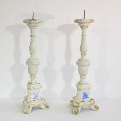 Couple of 19th Century Italian Carved Wooden Candleholders in Neoclassical Style - 4113871