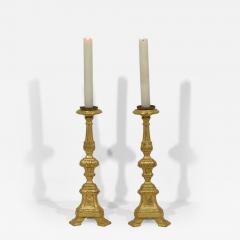 Couple of Late 18th Century Italian Neoclassical Giltwood Candleholders - 4242201